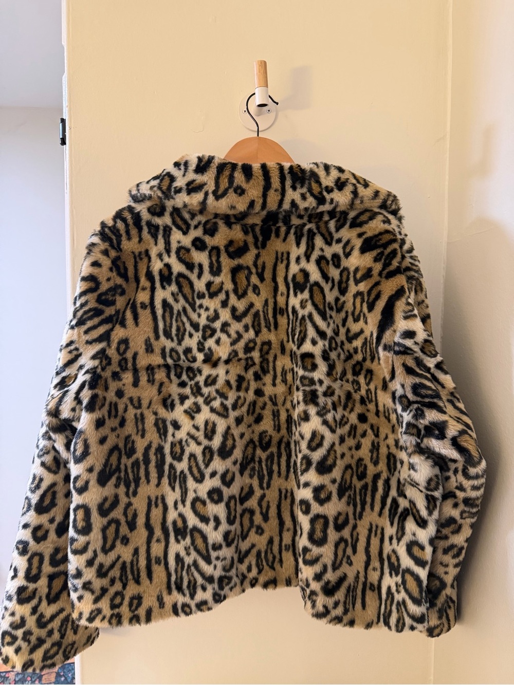 Who What Wear Leopard Print Faux-Fur Cropped Jacket - Tan, Black, Cream - Picture 6 of 11